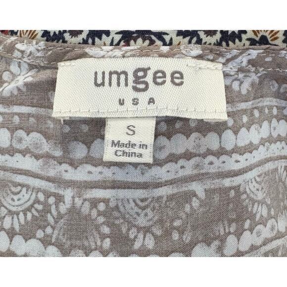 Umgee Boho Tan Navy Floral Dress Small - Picture 3 of 3